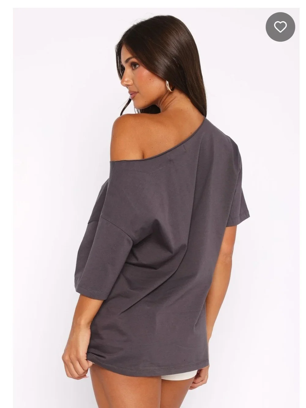 White Fox Trial Run Off The Shoulder Oversized Tee Volcanic - Picture 2 of 6